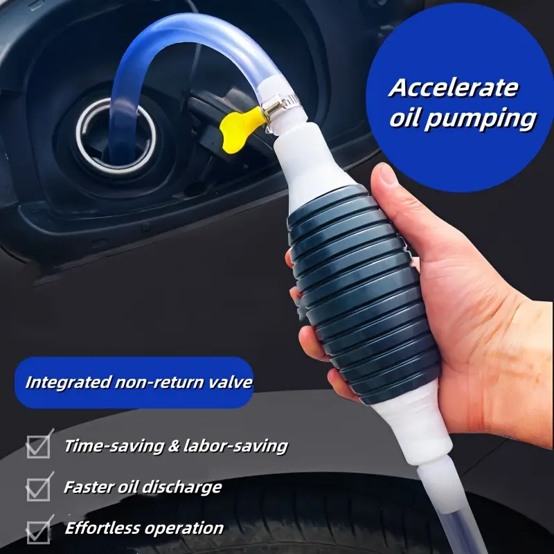 Portable Siphon Pump Kit with 100cm/39.37inch Hose, Fuel Transfer Pump with Secure Flow Control Valve, Backflow & 3 Clamps for Gasoline, Water, Oil - Universal for Car, Motorcycle Maintenance