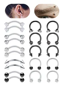 16G Rook Piercing Jewelry Rook Earrings Stainless Steel Daith Surface Tragus Piercing Jewelry Curved Barbell Eyebrow Rings Horseshoe Hoop Earring Cartilage Helix Conch Piercing Jewelry