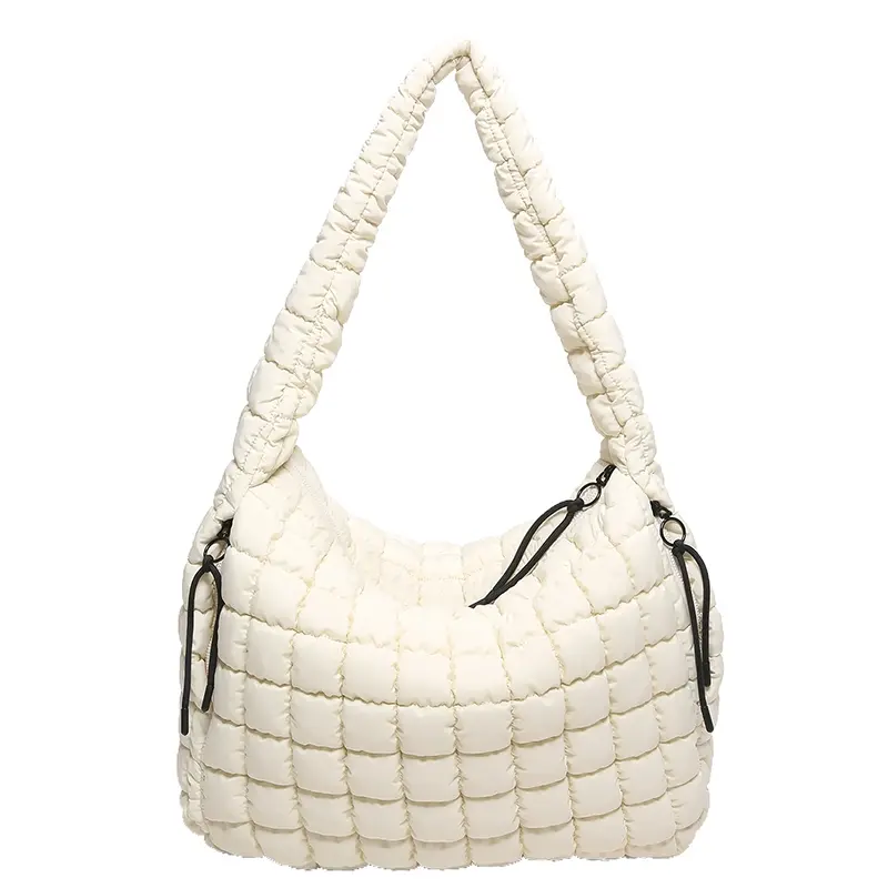 Clarissa CL-CHAVEN-CRM Cloud Haven Women's Crossbody Shoulder Bag - Cream, Casual Elegant Lightweight Nylon Fabric, Purses for Women, Puffer Design, Zipper Closure, Adjustable Shoulder Strap for Parties, Quilted, Fashionable Bags, Extra Padding Women's Cr