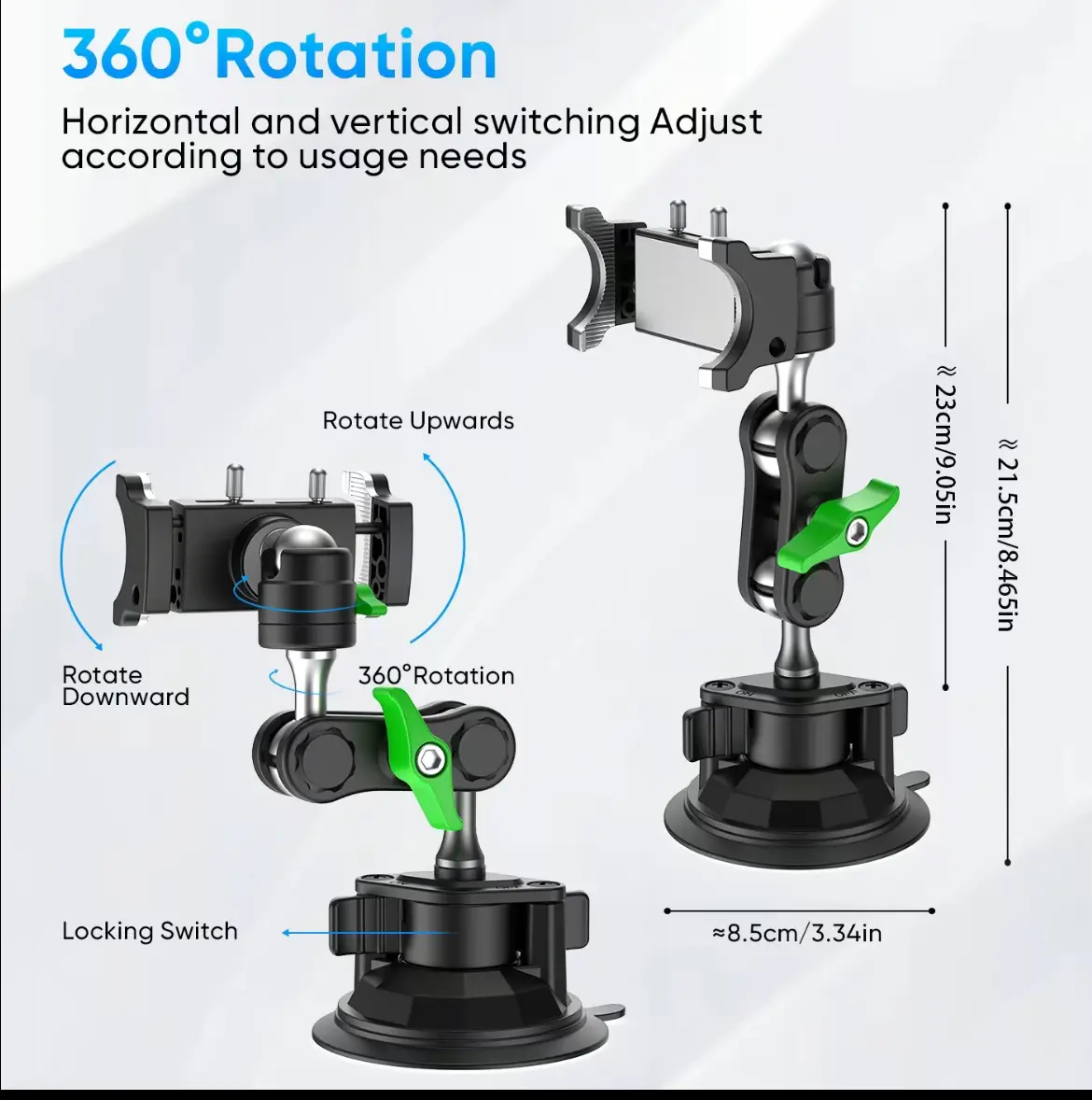 LanParte Aluminum Vacuum Suction Car Phone Holder, Strong Grip