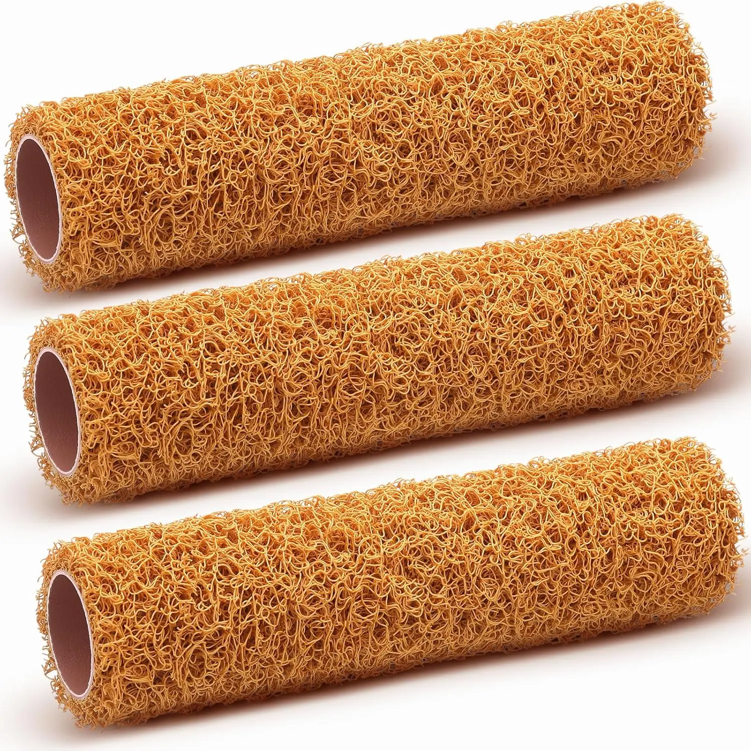 3 count 9 Inch Textured  Roller Set Small Textured Roller Brown for Painting Walls Popcorn Ceiling  Improvement  Supplies, Tan
