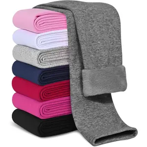 Girls Fleece Lined Leggings Cotton Kids Winter Warm Leggings Thick Thermal Tights Pants