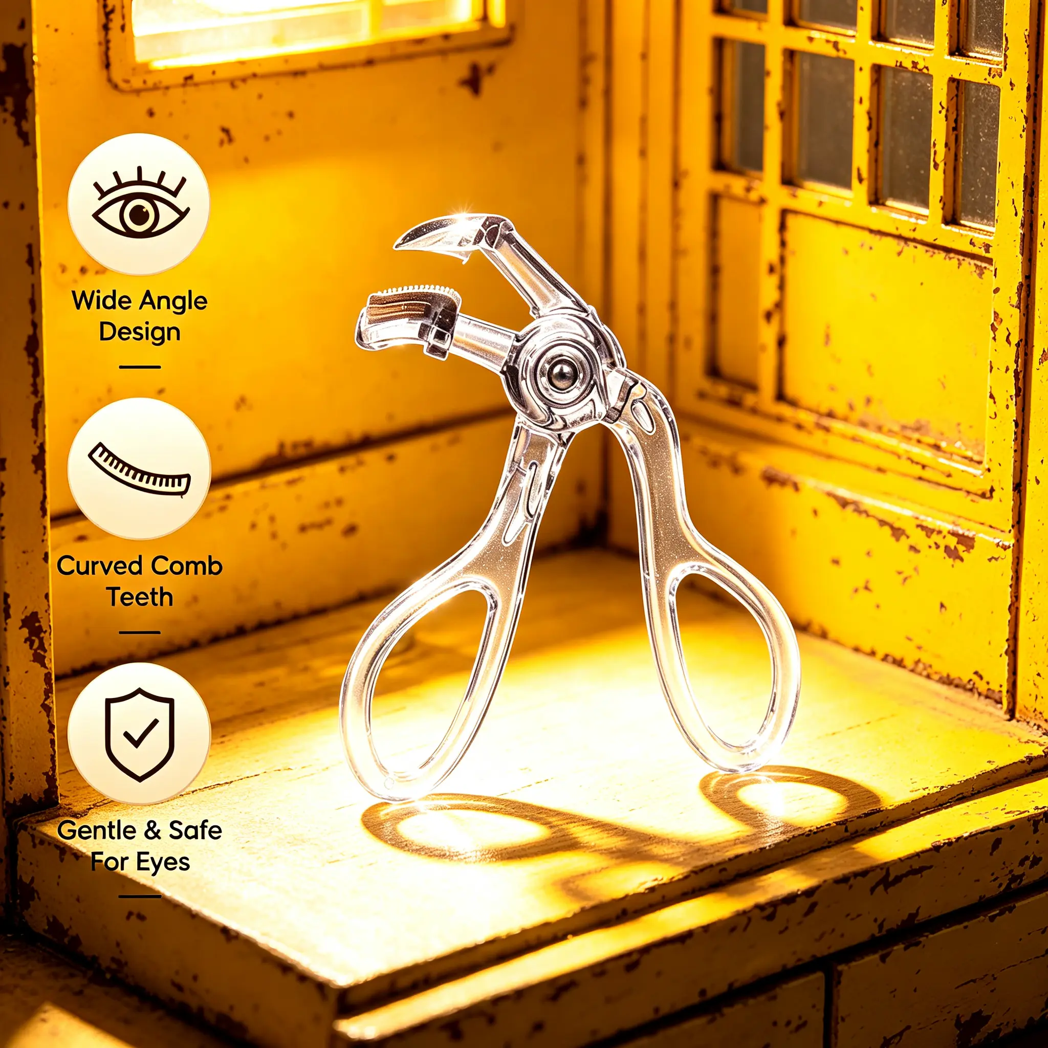 Eyelash Curler for Travel, Eyelash Curler Transparent, Eyelash Curler for Hooded Eyes and Straight Lashes, Eyelash Curler for Asians, Eyelash Curler for Stubborn Lashes, Eyelash Curler Travel Size, Optimized curved head for hooded and monolid eye shapes