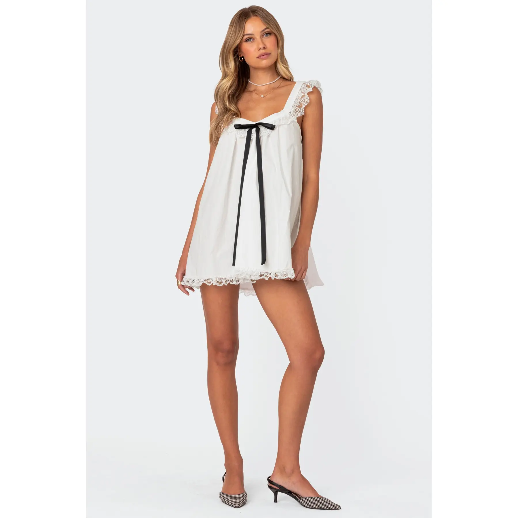 Rayne Lacey Babydoll Mini Dress
