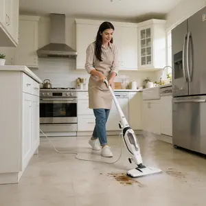 GLEEHILL 10-in-1 Steam Mop Kit with 10 Accessories and Detachable Handheld Steamer, 1550W Rapid Heating, Multi-Surface Cleaning for Floors, Grout, Oven & Glass, Foldable Storage