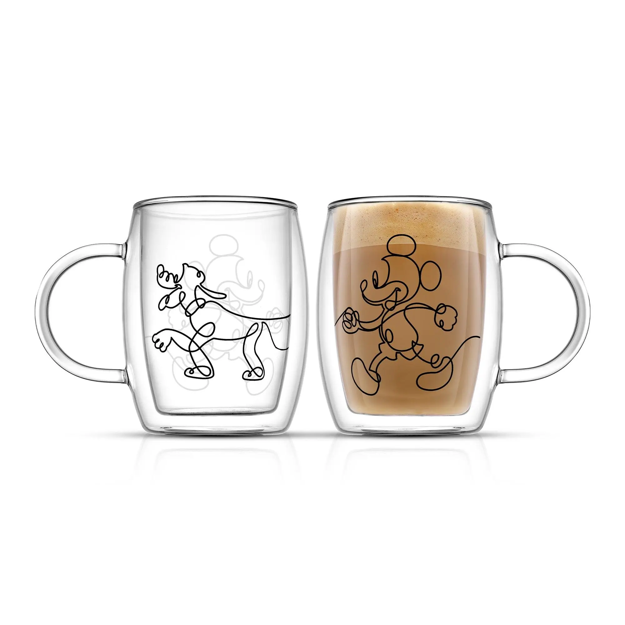 Disney Mickey and Pluto Aroma Glass Mugs, Set of 2
