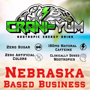 Crani-Yum 12 Pack 3 (Peach Rings) 3 (Dr Yum) 3 (Grapefruit Soda) 3 (Blue Twist) 16oz - Energy & Focus, Sugar Free, No Artificial Colors, Lion's Mane, Alpha GPC, L-Theanine, Ginseng, Inositol