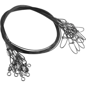 20PCS 150LB High Strength 19.7inch Saltwater Fishing Stainless Steel Leader Line with Swivel Snaps for Connecting Tackle Lure Rig and Hooks