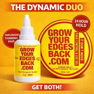 Grow Your Edges Back Dynamic Duo Edge Control & Growth Oil 150ml & 30ml Non-Greasy Formula for Strong Hold & Hair Growth with FREE Edge Brush Daily Nourishing Organic Haircare Smooth