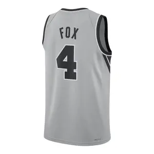 Fox #4 Swingman Jersey 2026 full logo - Grey Pro Style Hoop Fan Shirt