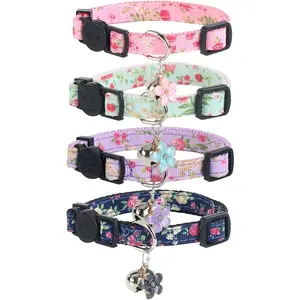Cat Collars with Bells, Breakaway Kitten Collar, Cute Kitty Collar in 4 Pack, Pet Supplies Accessories cat  collar  girl