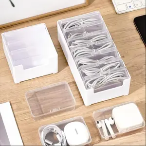 Multi-Function Cable Organizer Box, Home Charging Cable Storage Solution, Tangle-Free Cord Separator & Accessory Holder, Desk Supplies Set, Desk Organizer Tidy