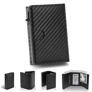 Men's Smart Wallet Minimalist Card Holder with RFID Blocking Upgrade PU Leather Pop-up Wallet for Daily Use Gift for Men