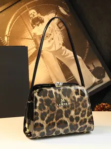 Vintage Lacquer Clutch Bag, Luxurious Single Shoulder Bag, High-End Commuter Handbag, Versatile Locking Female Bag, Elegant and Stylish