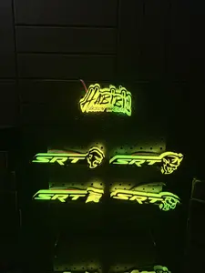 Habibis Carbon RGB Emblem Lights - SRT Demon, Gorilla, Shark, Jaguar Designs - Waterproof, Plug-and-Play, Bluetooth App-Controlled - Compatible with MOPAR Muscle Cars Stickers (Dodge Charger, Challenger, Chrysler 300) Car Stickers