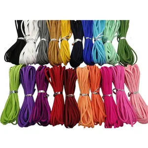 100 Yards 20 Colors Multi-Color Flat Faux Suede Leather Cords Velvet String Thread for Necklace Bracelet Beading and DIY Crafts