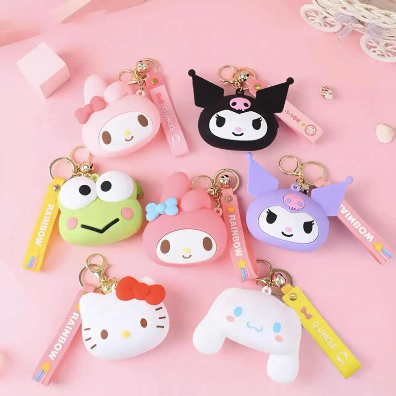 Sanrio Characters Mini Coin Purse Keychain - Adorable Collectible Waterproof Bag Charm