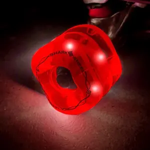LIGHT UP  SHARK WHEEL 70MM, 78A FIREFLY - TRANSPARENT RED WITH RED LIGHTS