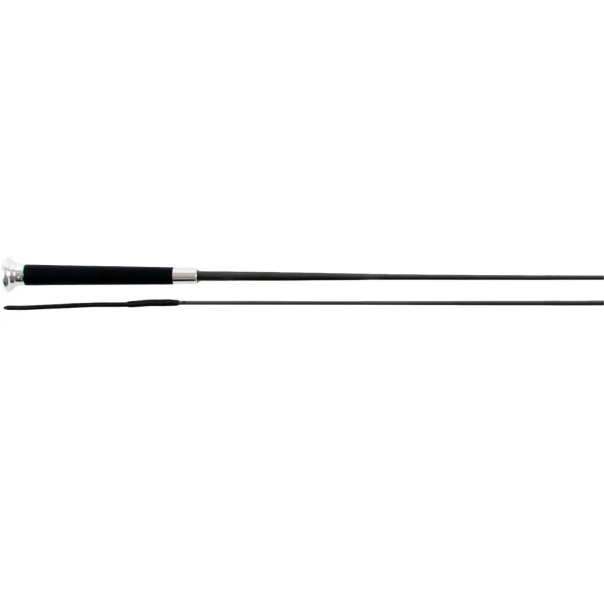 212 MAIN Equestrian Dressage Whip, 36 in. Black Lacquered Fiberglass Shaft with Soft Rubber Grip and Chrome Mushroom Cap, Fiber Glass, Equestrian Use