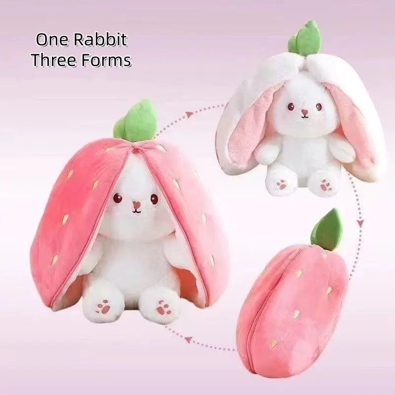 Cute Strawberry Bunny Plush Toy, Soft Cartoon Stuffed Animal Toy, Creative Doll Birthday Gift, Festival Decoration, Easter Gifts