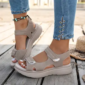 Women'S Premium Adjustable Strap Platform Sandals |   Elegant, Comfortable Orthopedic Summer Casual Open-Toe Walking Shoes, High-Quality Breathable And Non-Slip Fashion Footwear With Microfiber Upper And Sole, Women Shoes
