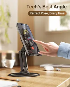 Muuhha Cell Phone Holder Height and Angle Adjustable Cell Phone Holder Universal Holder for Leisure, Business, Office, Home with Anti-Slip Base and Convenient Charging Port, Fits All Smart Phones Cellphone Smartphone Stand Mount