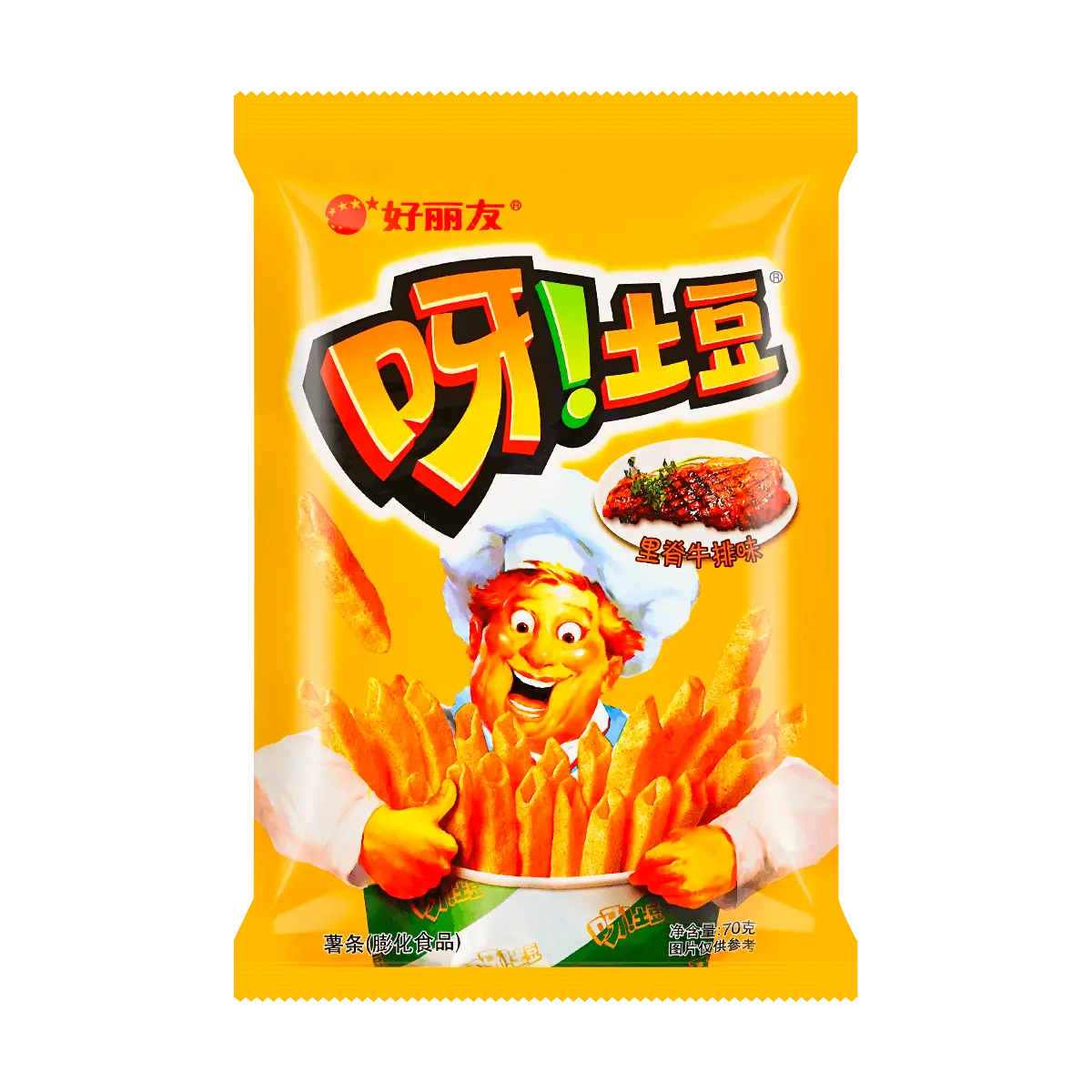 ORION Potato Sticks, Beef Steak Flavor, 70g - Authentic Korean Snack