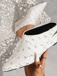 Elegant Classy Denim Wedge Sandals for Women, Casual High Heel Shoes, Comfortable Commuter Footwear, Pointed Toe Textile