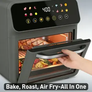 13L Electric Air Fryer Digital Convection Oven with LED Display Multifunctional Kitchen Countertop Oven Intelligent Touch Control Bake Roast Air Fry All In One