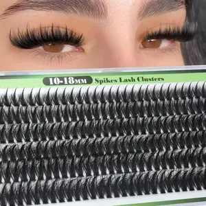 Clustered Eyelashes with Spikes, Comic Style Lash Extensions, Fluffy D Curl Fibers, Dense Soft Individual Lashes, 10-18mm, Spike Lash Clusters