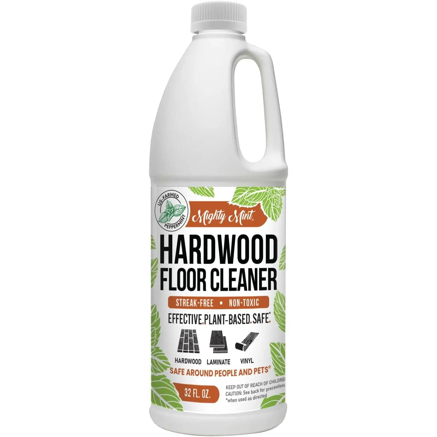 Household Hardwood Floor Cleaner - 32oz Plant-Based, Non-Toxic Natural Mint Scent, Ready-to-Use for Mops and Sprayers, Cleans Polishes and Conditions Floors