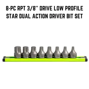 GRIPEDGE | 8 PC RPT 3/8” DRIVE LOW PROFILE STAR DUAL ACTION DRIVER SET