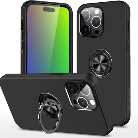 Entronix Shockproof Drop Protection Cellphone Casing for Apple iPhone 18/17/16/15/14/13/11 Plus/Pro Max - Dual-Layer Cover with 360º Built-In Grip Stand, Smartphone Accessory