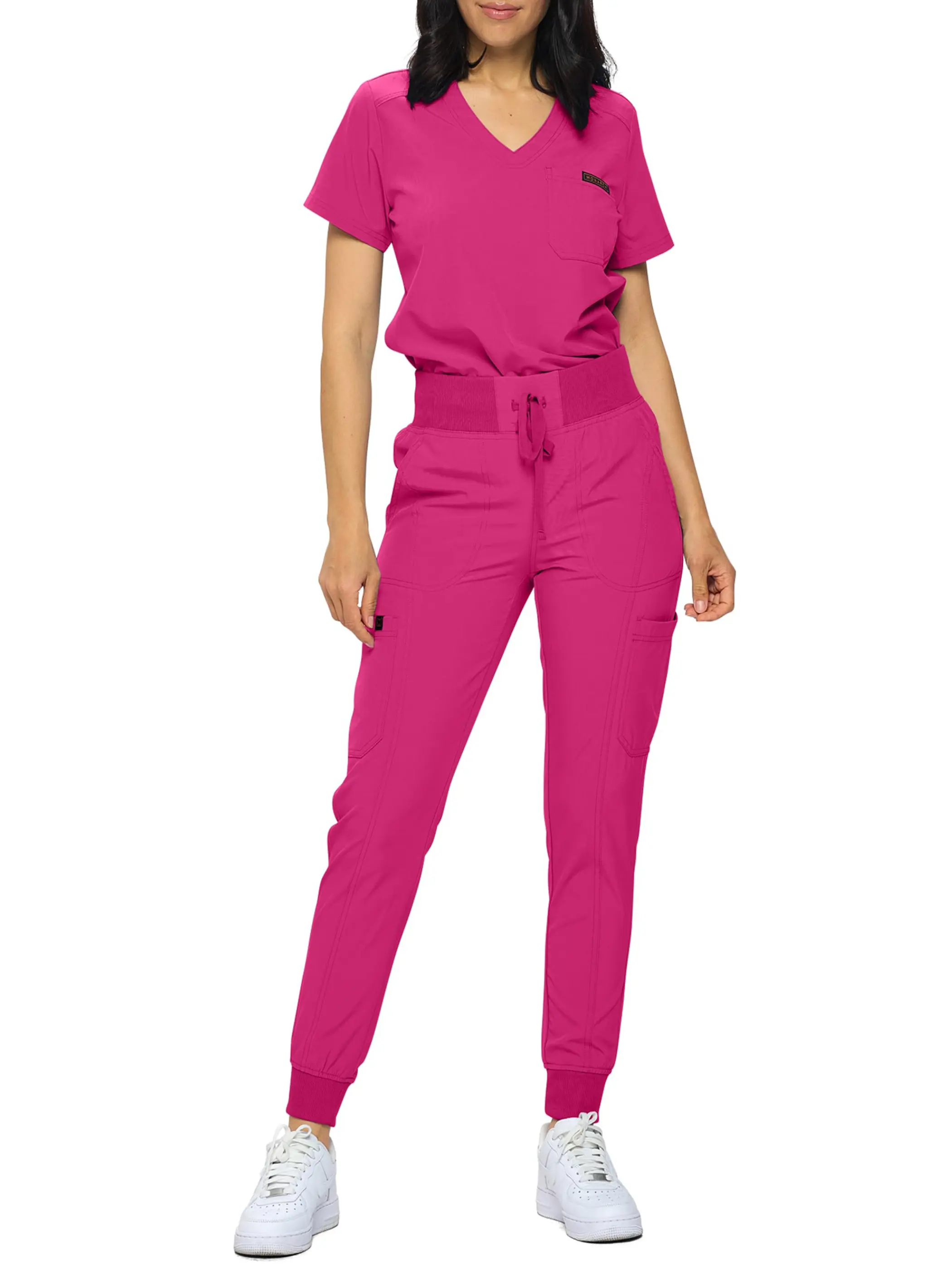 Monarch Uniforms Slim Fit Stretchy Scrubs Women's Jogger Scrub Set Slim Jogger Scrubs with Tuck-In Top for Women