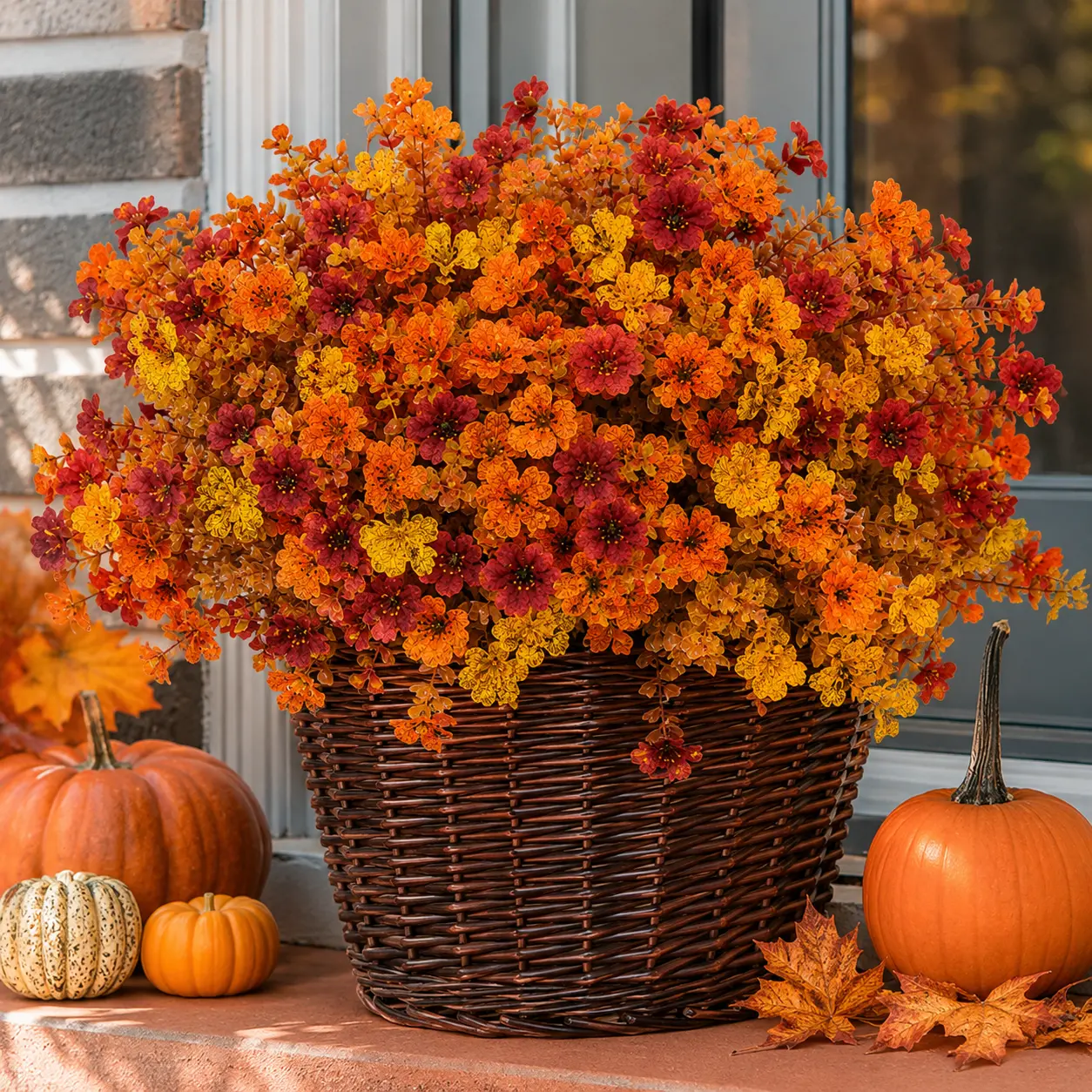 Summervibes Artificial Fall Flowers 6/12/24 PCS, Faux Autumn Flower Bushes for Outdoor Indoor Decor, Halloween Porch, Window Box, Hanging Basket & Thanksgiving Decoration summerwins,dorm essentials tiktokshopbacktoschool