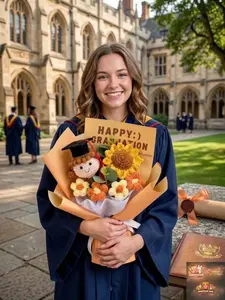 Handmade Graduation Flower Bouquet, Class of 2026 Gift, Congrats Grad Flowers for Her
