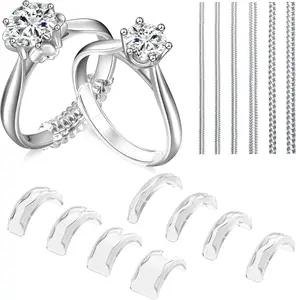 Unisex Silicone Ring Size Adjusters, 14-Pack Invisible Loose Ring Guards, Spacers and Tighteners for Adults