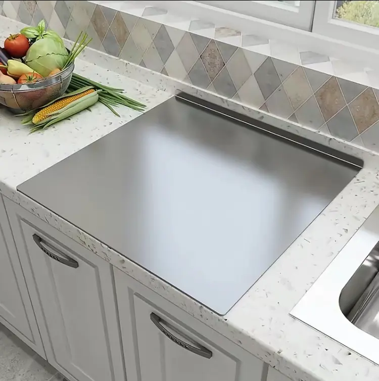 Stainless Steel Food Cutting Board, Durable Large Kitchen ChoppingBlock for Meat, Fruit, Vegetables and Baking,Easy to Clean, Suitable for Daily Use