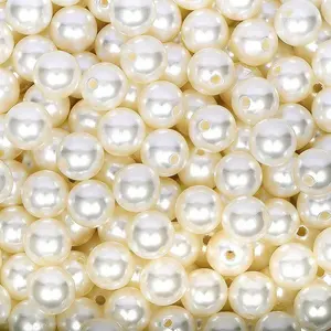 Faux Pearl Beads 4mm 6mm 8mm 10mm 12mm 14mm, Round ABS Imitation Pearls for DIY Bracelets Necklaces Jewelry Making, 10-200pcs Per Pack