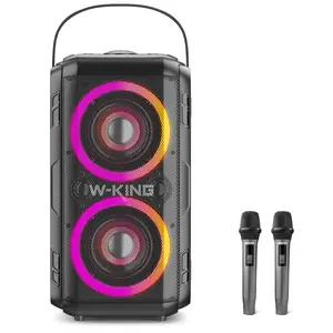 W-KING 180W Compact Portable Bluetooth 5.4 Sound System, 80W Deep Bass Subwoofer Stereo Speaker, 4 Drivers, Dual Microphones, IPX Waterproof Outdoor Speaker, Karaoke & Gaming Compatible Wireless Device