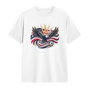 100% Cotton Patriotic Eagle Soccer T-Shirt, USA Flag Graphic Tee for Men Women, 4th of July Independence Day Sports Fan Shirt, Soccer Player Gift