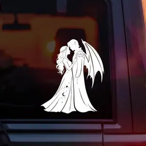 A Court of Thorns and Roses Feyre & Rhys Silhouette Vinyl Car Decal – Night Court Embrace Design – Romantic Fantasy ACOTAR Sticker for Car Window Laptop Tumbler – BookTok Romantasy Gift