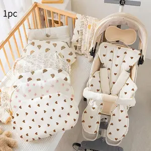 Baby Stroller Seat Cushion, Dual-Sided Use, Back 3D Plush Ultra Soft, Skin-Friendly Breathable, All Seasons, Thick Warm, Washable