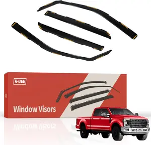 R-GEE in-Channel Window Rain Guards Fit for Ford F250 to F550 Super Duty 2017-2022 Crew Cab, Extra Durable Window Deflectors, Vent Window Visors Exterior Car Accessories, 4 Pieces