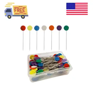 200Pcs Flat Head Sewing pins, Straight Pins with Flower Colored Heads, 2.16inch Quilting Pin