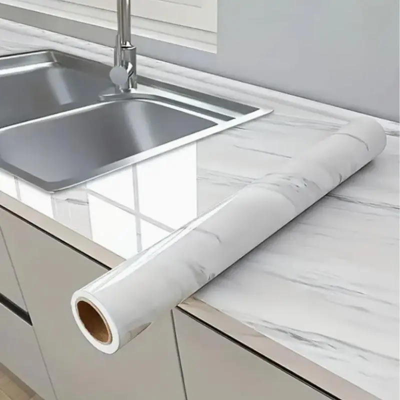 Marble Pattern Self-adhesive Wallpaper, Marble Wallpaper Peel and Stick, Waterproof & Oil-proof Wall Sticker, Easy to Apply for Kitchen & Bathroom Renovation, Marble Backsplash Wallpaper