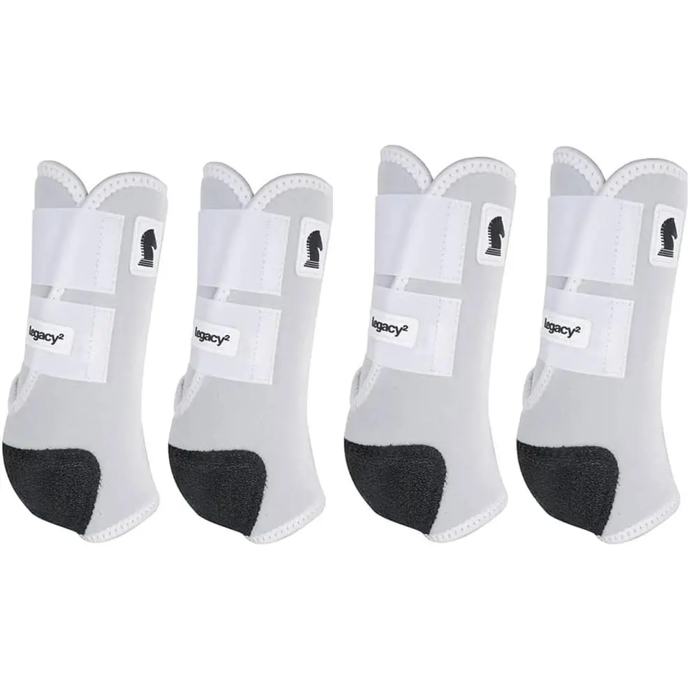 Classic Equine Legacy2 Horse Front and Hind Sports Boots 4-Pack - Small, White, Perforated Neoprene
