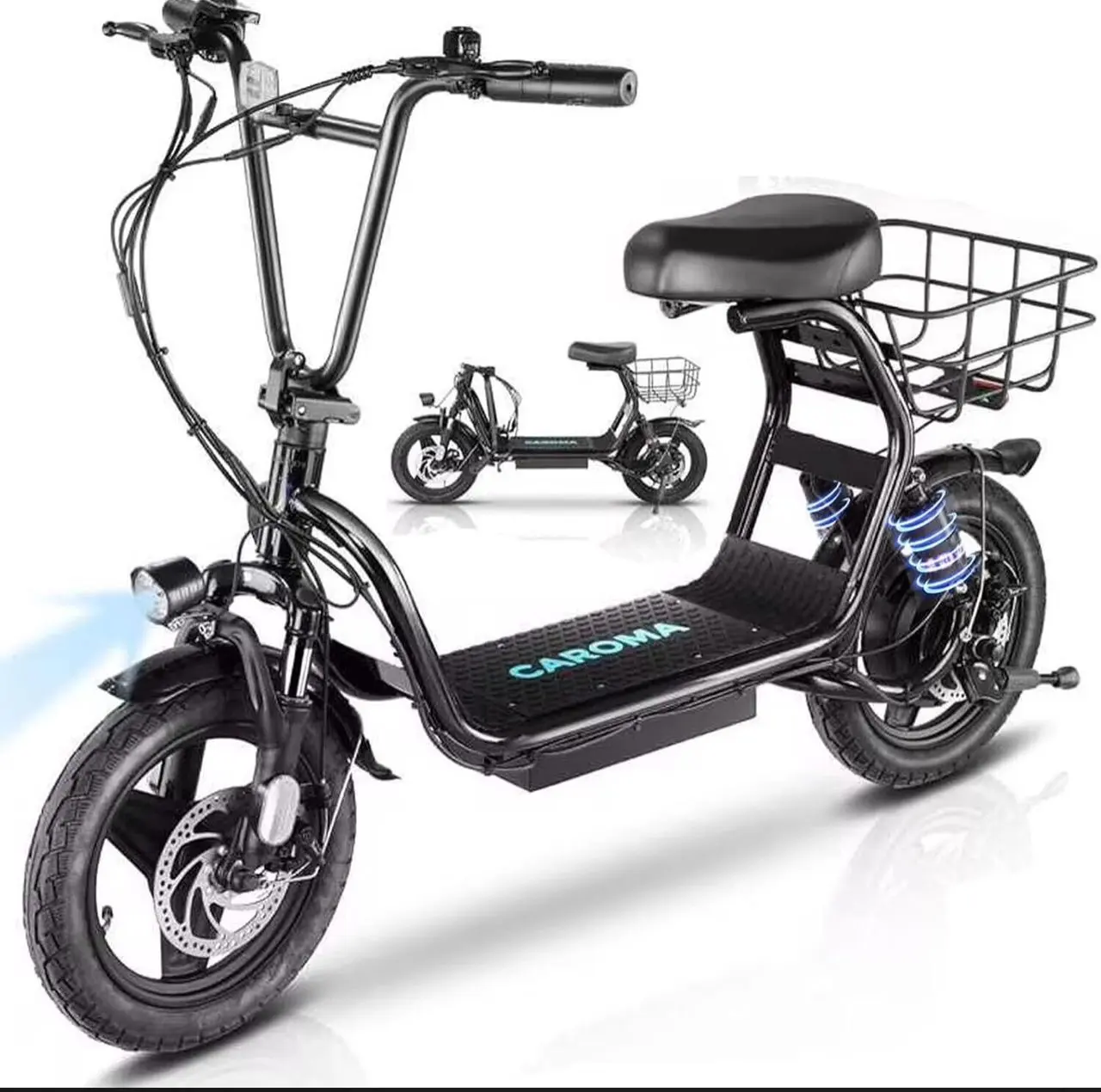 Peak 1200W Electric Scooter w/ Seat,14" Fat-Tire Foldable Adult Electric Scooter