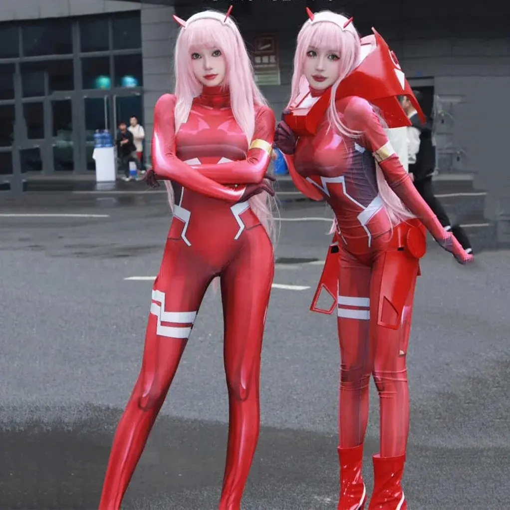 Zero Two Cosplay Costumes Bodysuit Anime Darling in the Franxx 02 Jumpsuit Body suit Wig Women Halloween Party Costume Catsuit Novelty and Prank Toys