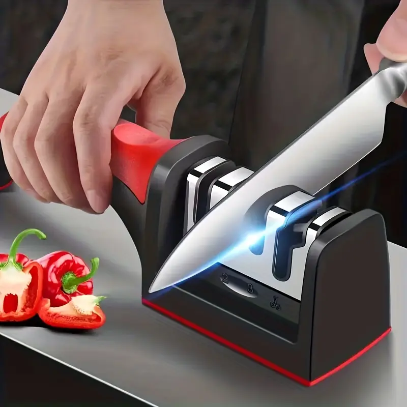 Portable 4-Stage Knife Sharpener - Kitchen Home Supply for Dull Blade Fixing, Restoring & Polishing - Must-Have Home & Party Gift Hack